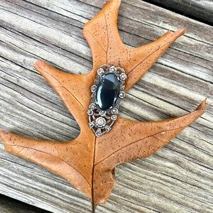 Vintage Antique Sterling Onyx Marcasite Dress Clip Art Deco